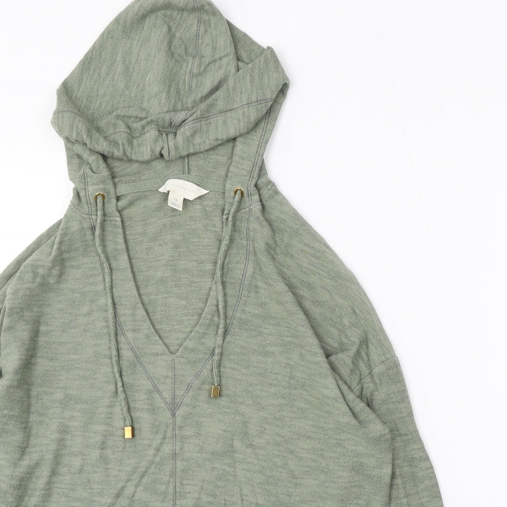 The Lounge Edit Womens Green Cotton Pullover Hoodie Size 10