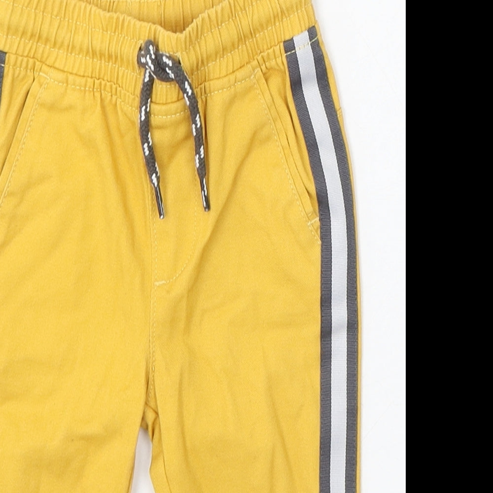 So Cute Boys Yellow Cotton Jogger Trousers Size 9-12 Months Drawstring - roarsome