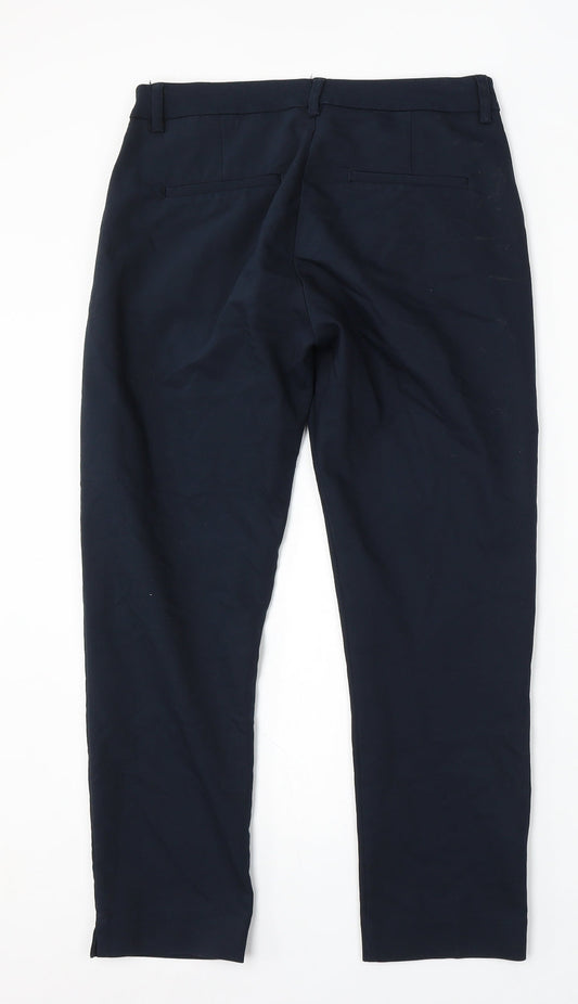 Bershka Womens Blue Cotton Trousers Size 8 L26 in Regular Button