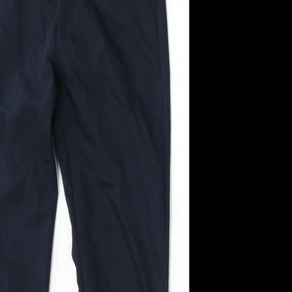 Bershka Womens Blue Cotton Trousers Size 8 L26 in Regular Button