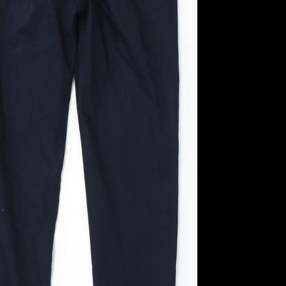 Bershka Womens Blue Cotton Trousers Size 8 L26 in Regular Button