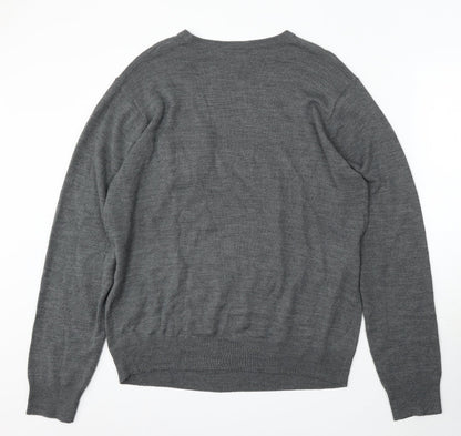 Lee Cooper Womens Grey Round Neck Acrylic Pullover Jumper Size L