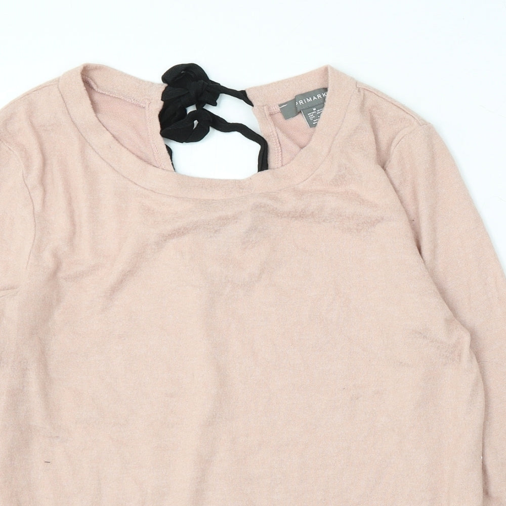 Primark Womens Pink V-Neck Polyester Pullover Jumper Size 10