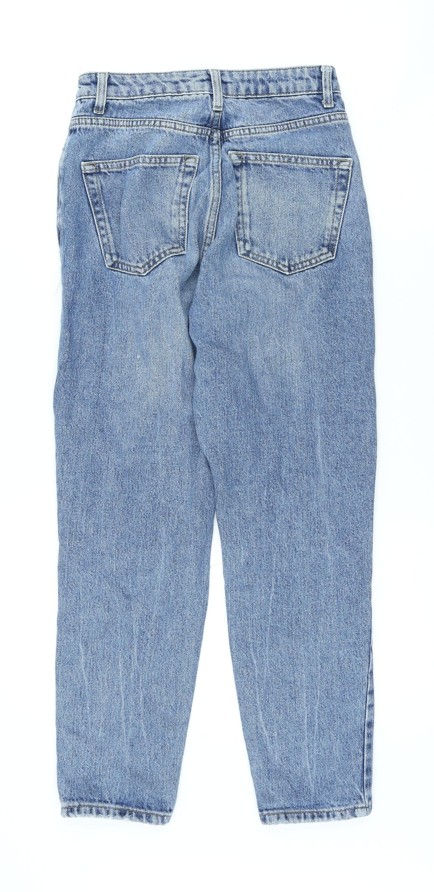 Topshop Womens Blue Cotton Mom Jeans Size 25 in L25 in Regular Button - Ripped