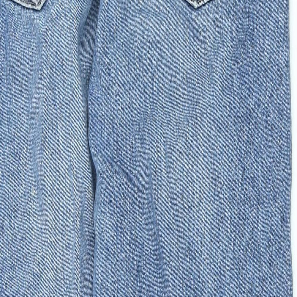 Topshop Womens Blue Cotton Mom Jeans Size 25 in L25 in Regular Button - Ripped