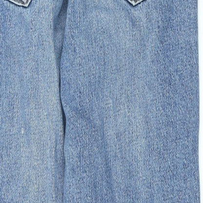 Topshop Womens Blue Cotton Mom Jeans Size 25 in L25 in Regular Button - Ripped
