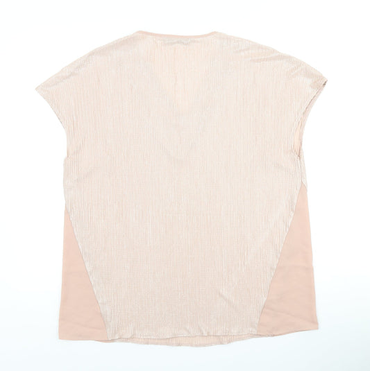 Dunnes Womens Pink Polyester Basic Blouse Size 16 V-Neck - ribbed