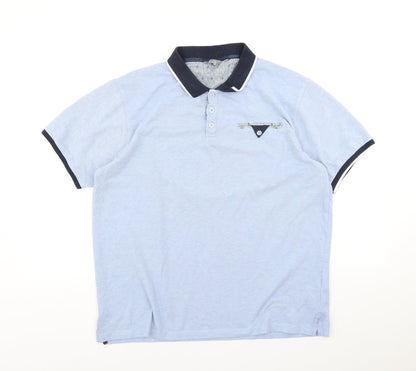 Fluid Mens Blue Polyester Polo Size XL Collared Button