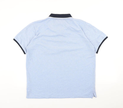 Fluid Mens Blue Polyester Polo Size XL Collared Button