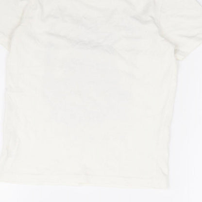 George Boys Ivory 100% Cotton Basic T-Shirt Size 7-8 Years Crew Neck Pullover - Dog
