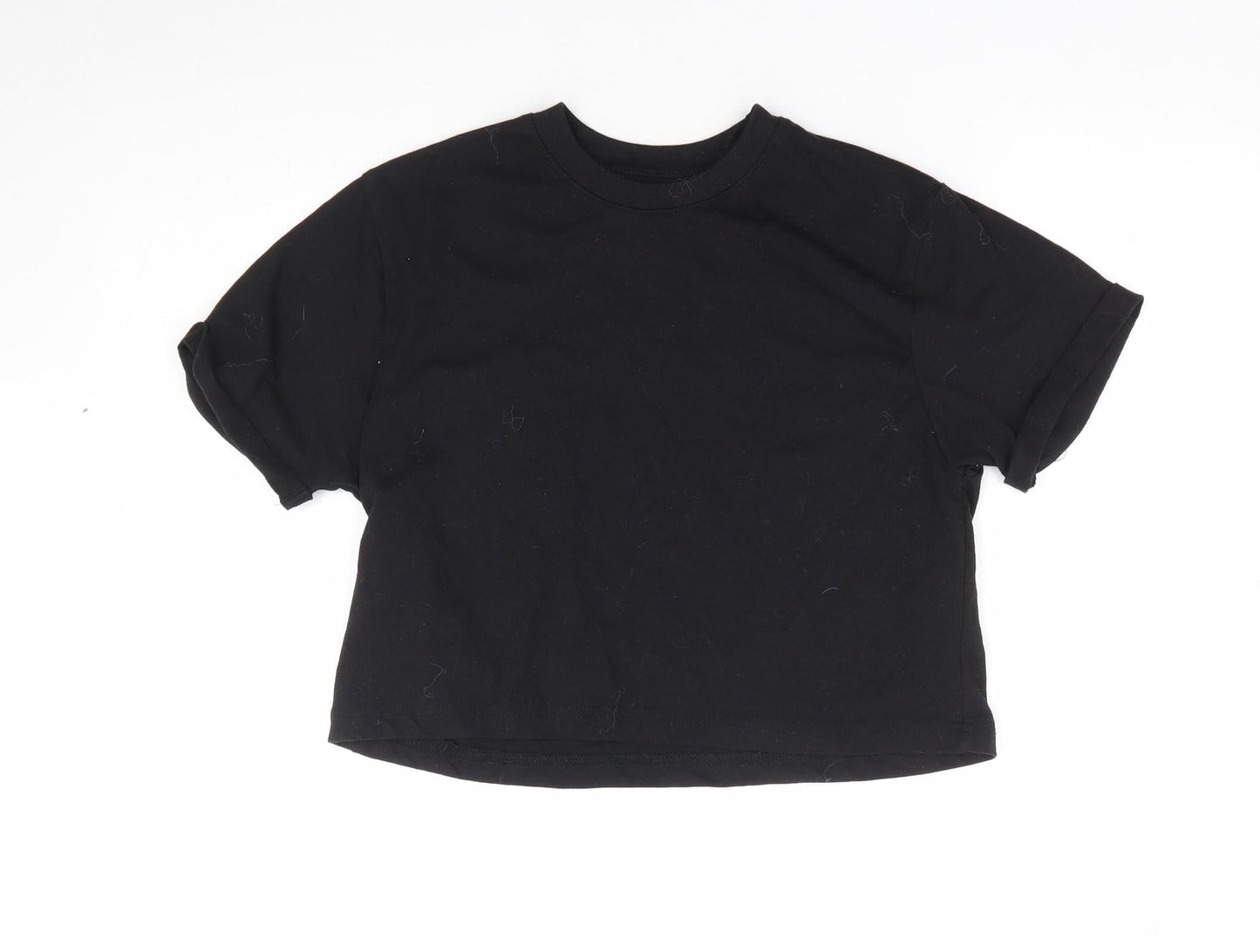 Womens UK Size 8 Missguided Black Cropped T-Shirt