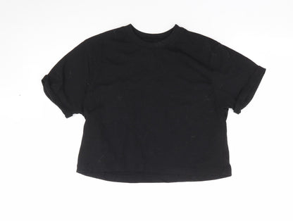 Womens UK Size 8 Missguided Black Cropped T-Shirt