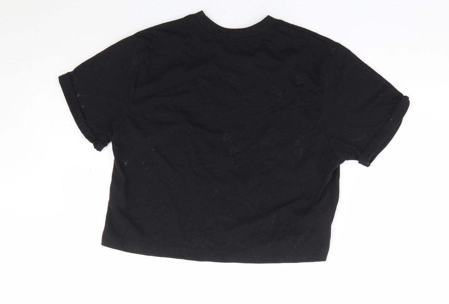 Womens UK Size 8 Missguided Black Cropped T-Shirt
