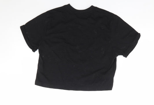 Womens UK Size 8 Missguided Black Cropped T-Shirt