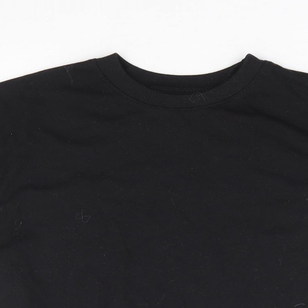Womens UK Size 8 Missguided Black Cropped T-Shirt