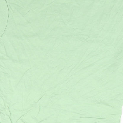 Stylewise Womens Green Cotton Cropped T-Shirt Size S Mock Neck