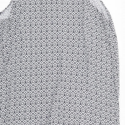 Papaya Womens Blue Geometric Viscose Sheath Size 14 Round Neck Pullover