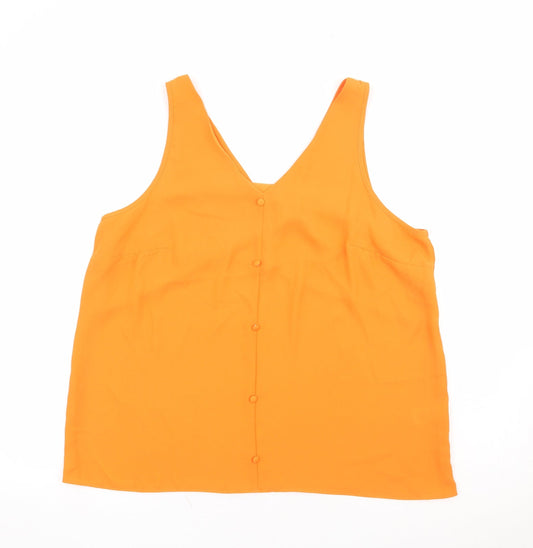 Matalan Womens Orange Polyester Basic Tank Size 14 V-Neck