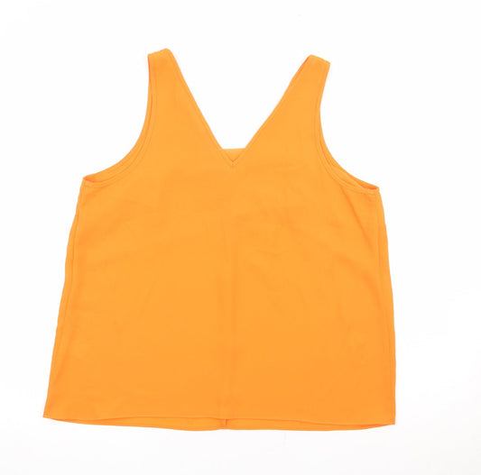 Matalan Womens Orange Polyester Basic Tank Size 14 V-Neck