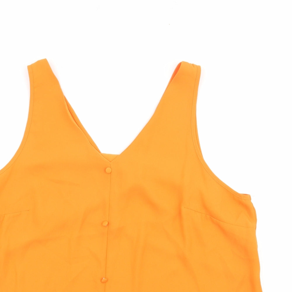 Matalan Womens Orange Polyester Basic Tank Size 14 V-Neck