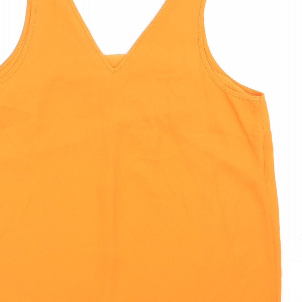 Matalan Womens Orange Polyester Basic Tank Size 14 V-Neck