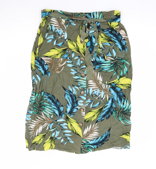 Dorothy Perkins Womens Multicoloured Geometric Viscose A-Line Skirt Size 10 Button