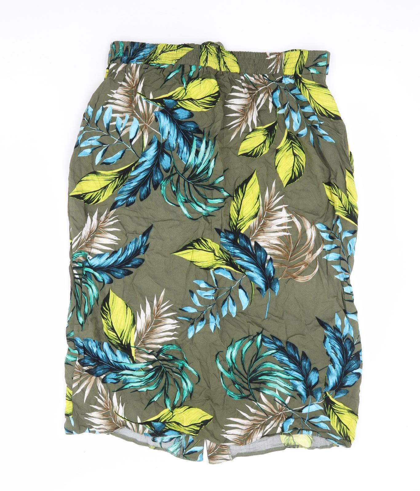 Dorothy Perkins Womens Multicoloured Geometric Viscose A-Line Skirt Size 10 Button