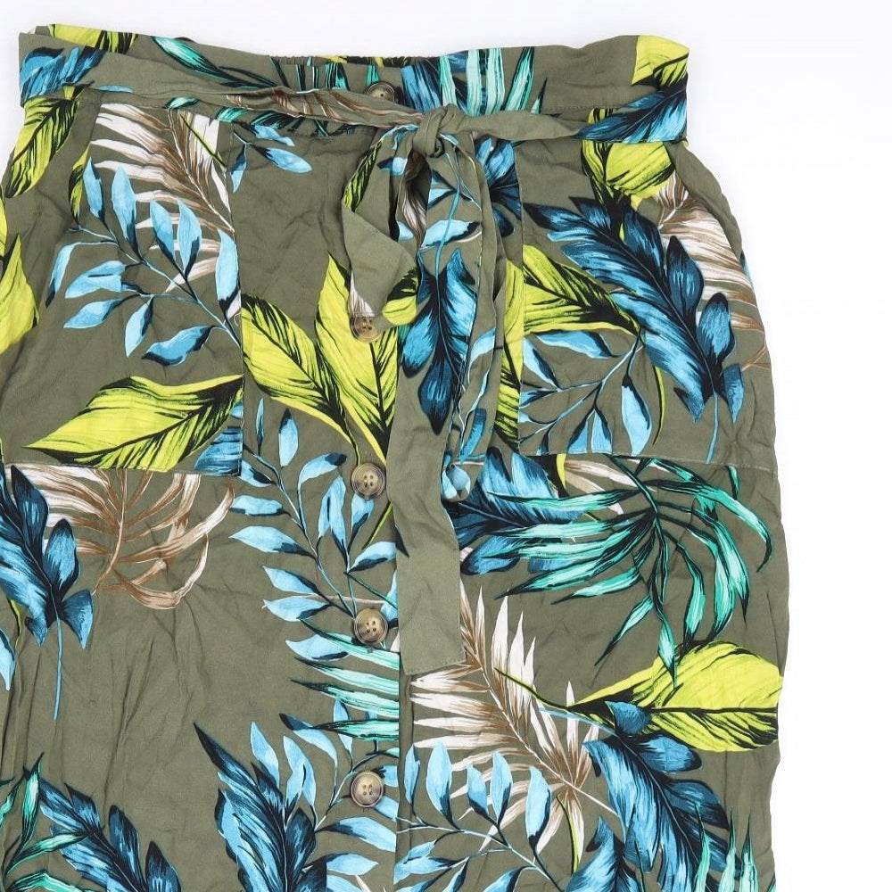 Dorothy Perkins Womens Multicoloured Geometric Viscose A-Line Skirt Size 10 Button