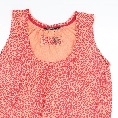 Primark Womens Orange Animal Print 100% Cotton Jersey Tank Size 10 Scoop Neck - Leopard Print
