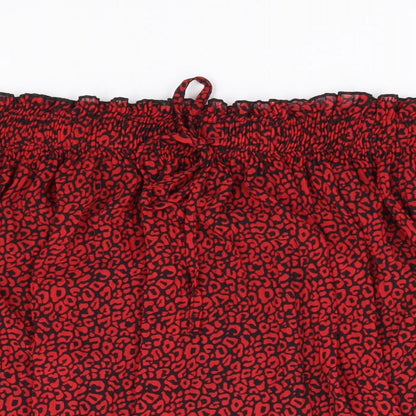Dunnes Womens Red Animal Print Polyester Flare Skirt Size L Drawstring