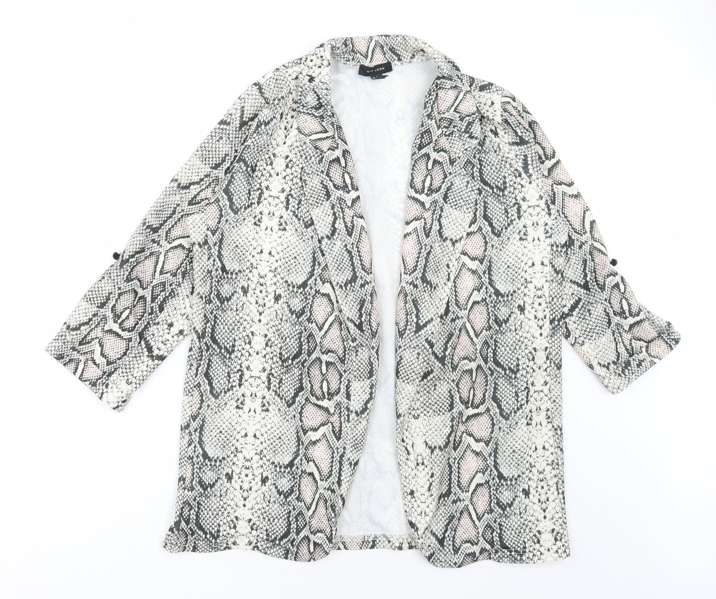 New Look Womens Beige Animal Print Jacket Blazer Size 10