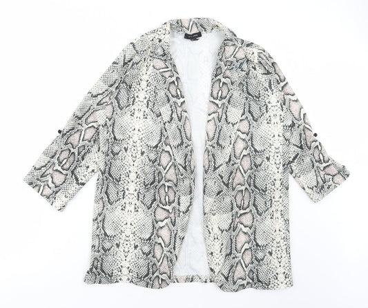 New Look Womens Beige Animal Print Jacket Blazer Size 10