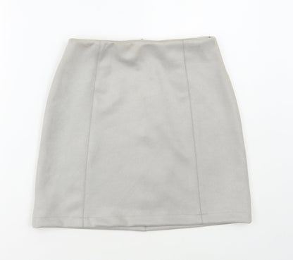 New Look Womens Grey Polyester Mini Skirt Size 8 Zip