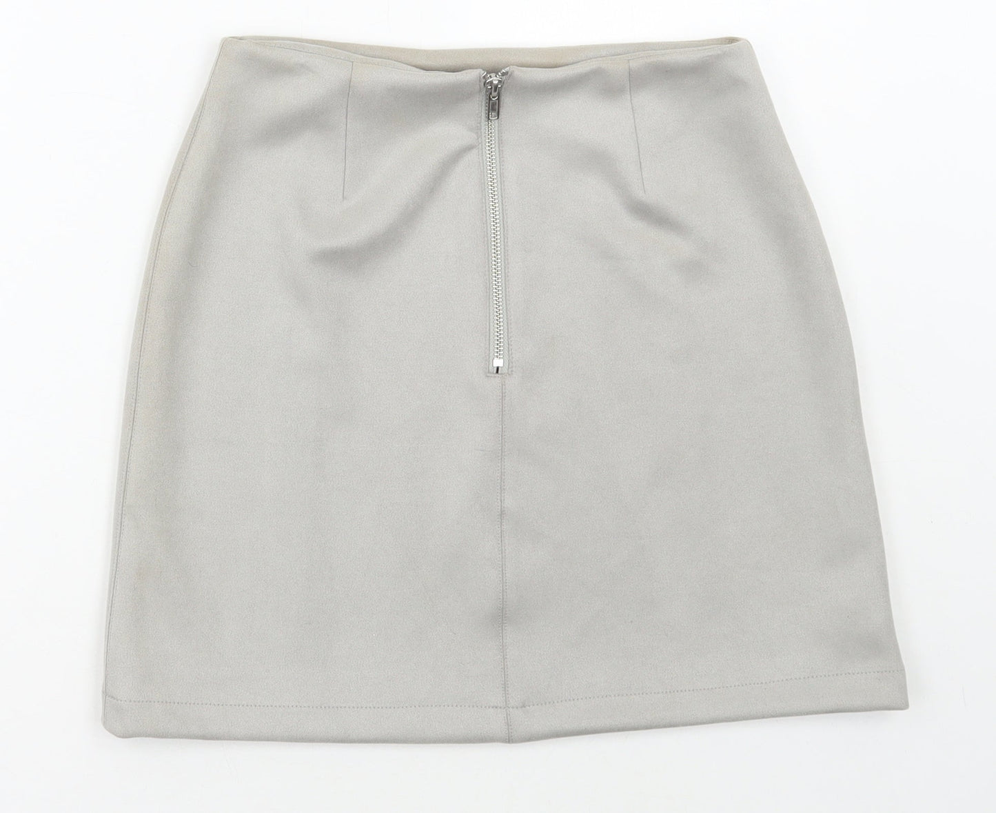 New Look Womens Grey Polyester Mini Skirt Size 8 Zip