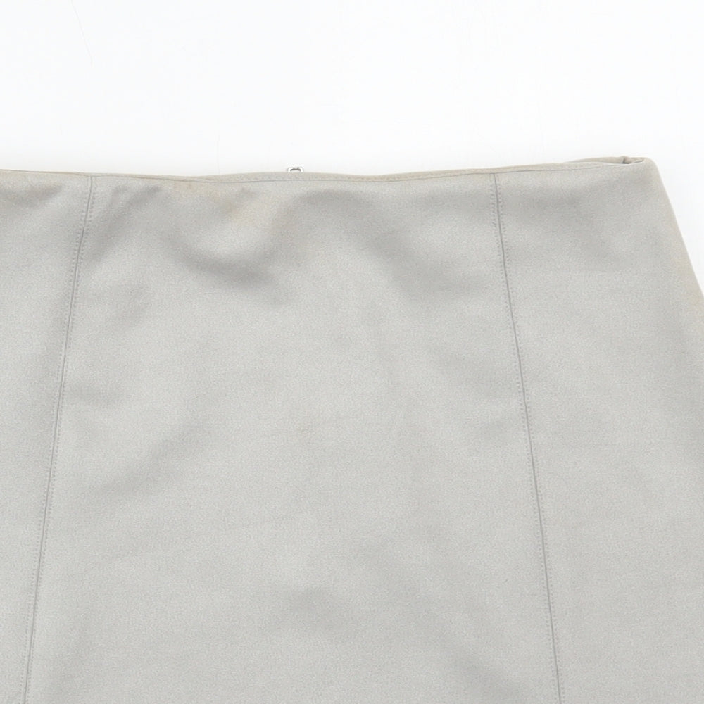 New Look Womens Grey Polyester Mini Skirt Size 8 Zip