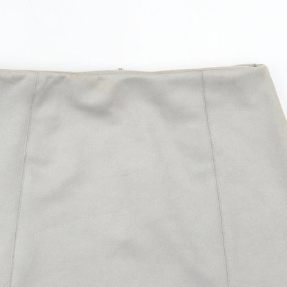 New Look Womens Grey Polyester Mini Skirt Size 8 Zip