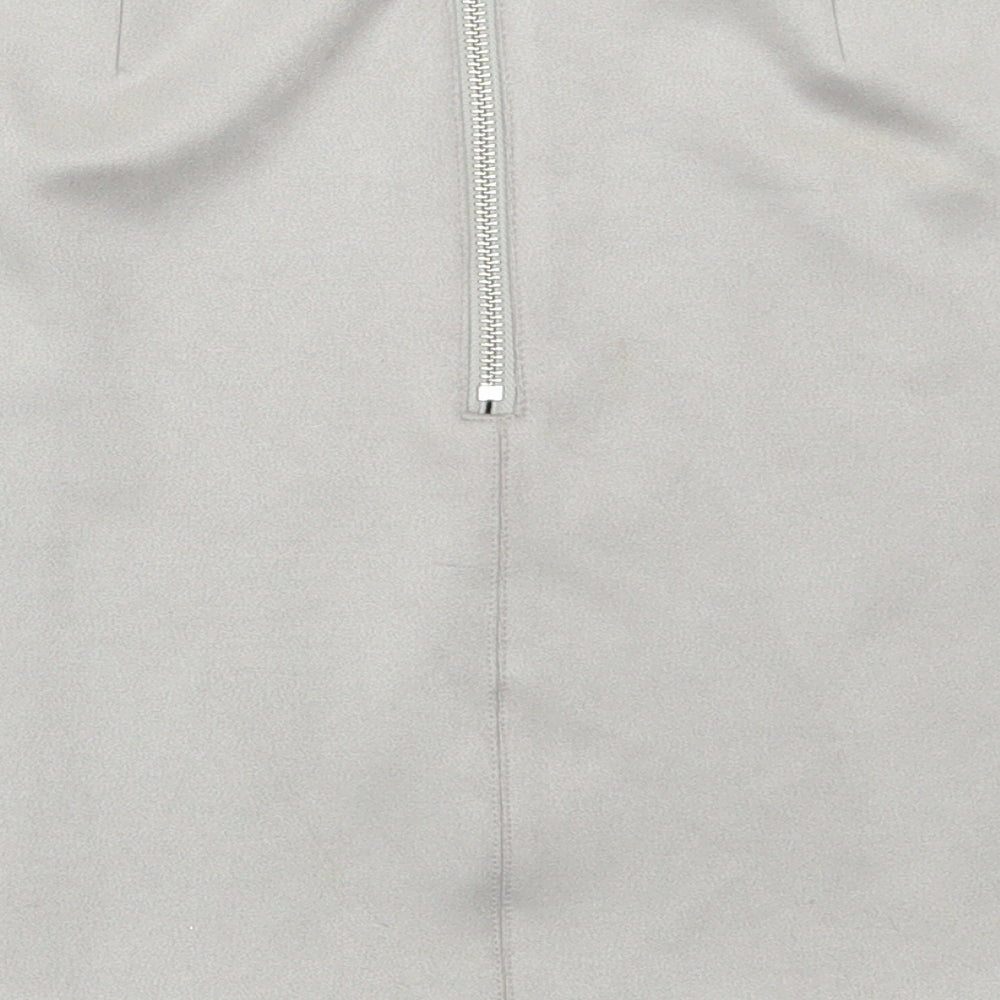 New Look Womens Grey Polyester Mini Skirt Size 8 Zip