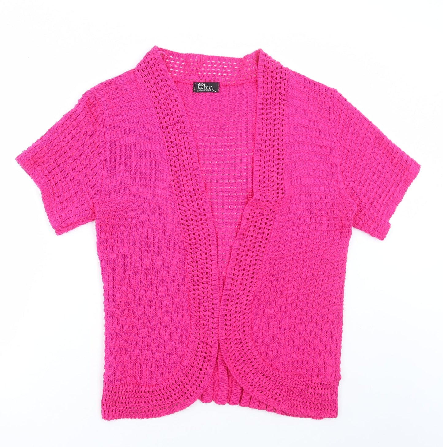 Womens UK Size XL CHIC Pink Cardigan Jumper
