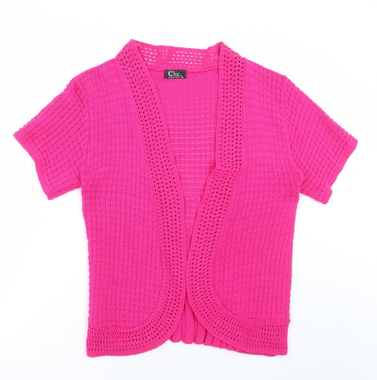 Womens UK Size XL CHIC Pink Cardigan Jumper