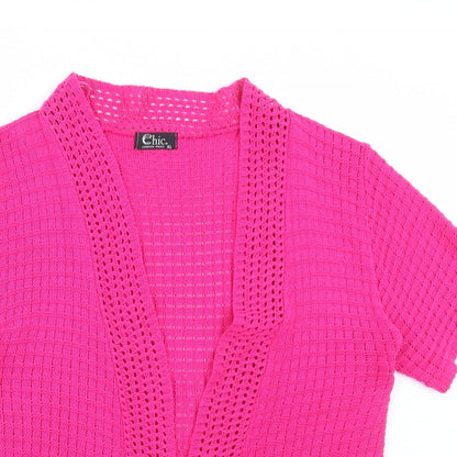 Womens UK Size XL CHIC Pink Cardigan Jumper