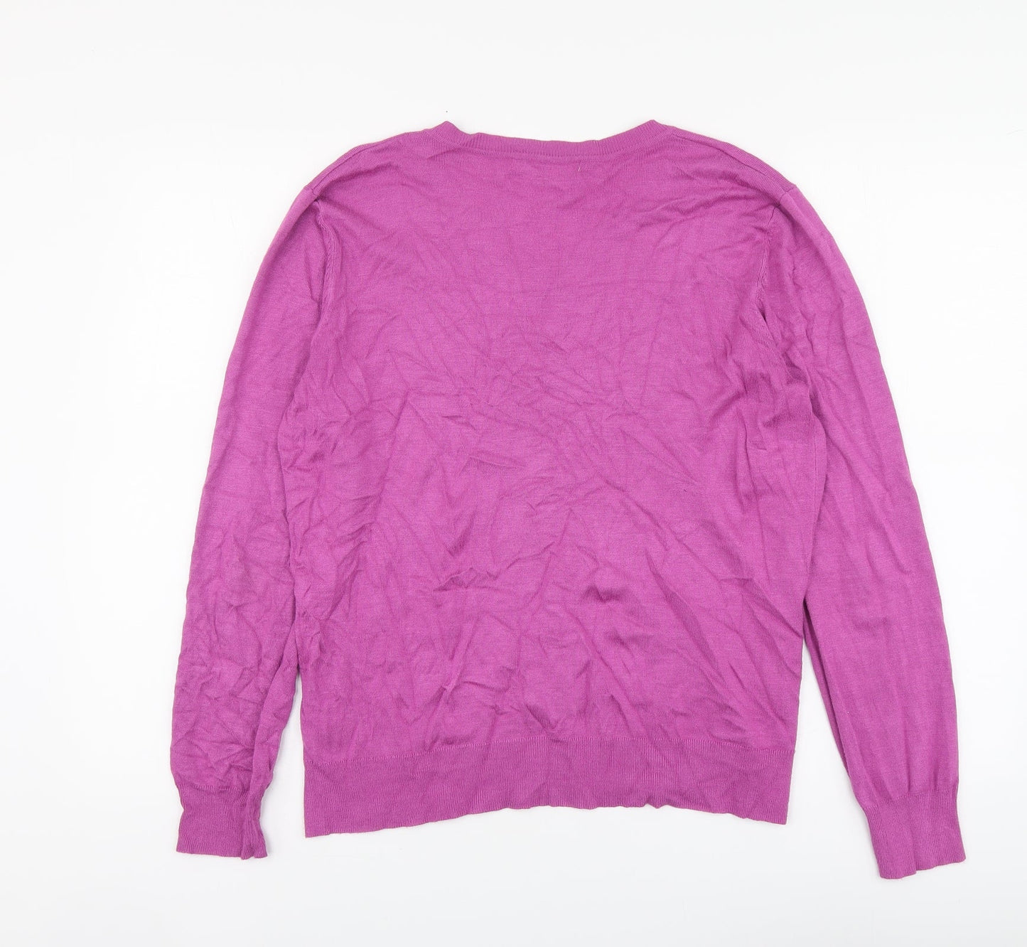 George Womens Purple V-Neck Viscose Pullover Jumper Size 14