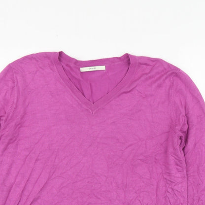 George Womens Purple V-Neck Viscose Pullover Jumper Size 14