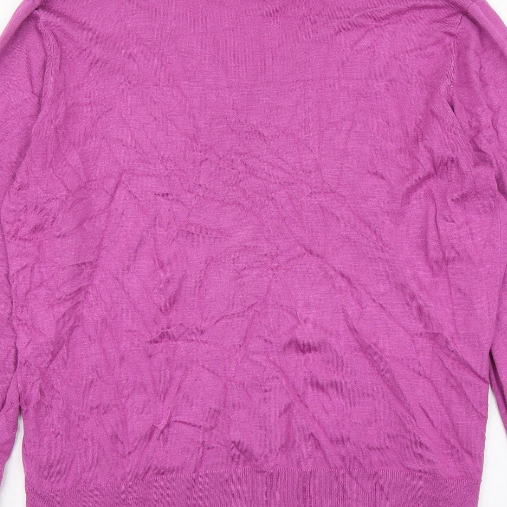 George Womens Purple V-Neck Viscose Pullover Jumper Size 14