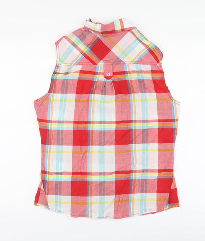 Womens UK Size 14 Dunnes Stores Red Basic Button-Up