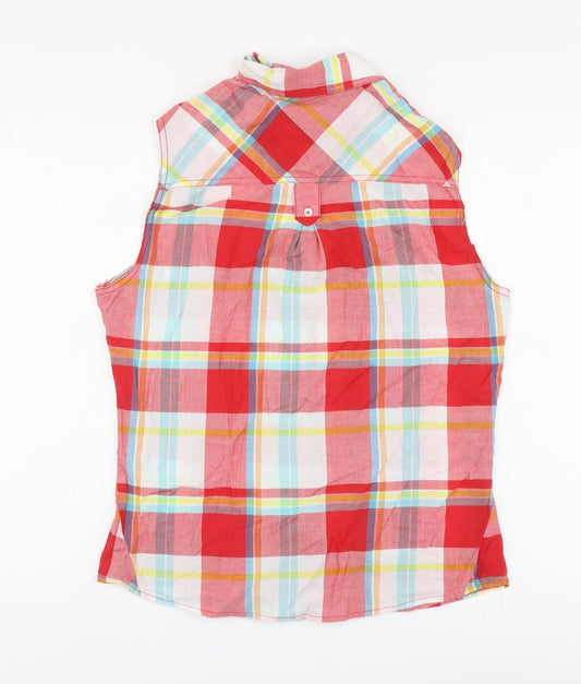 Womens UK Size 14 Dunnes Stores Red Basic Button-Up