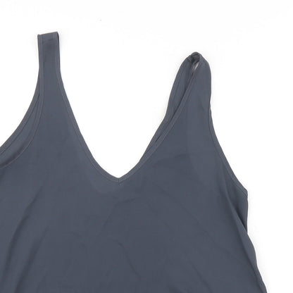 Topshop Womens Grey Polyester Basic Blouse Size 8 V-Neck