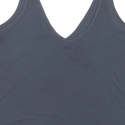 Topshop Womens Grey Polyester Basic Blouse Size 8 V-Neck