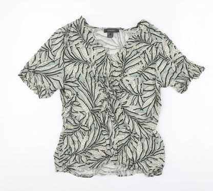 Primark Womens Green Floral Viscose Basic Blouse Size 14 Round Neck