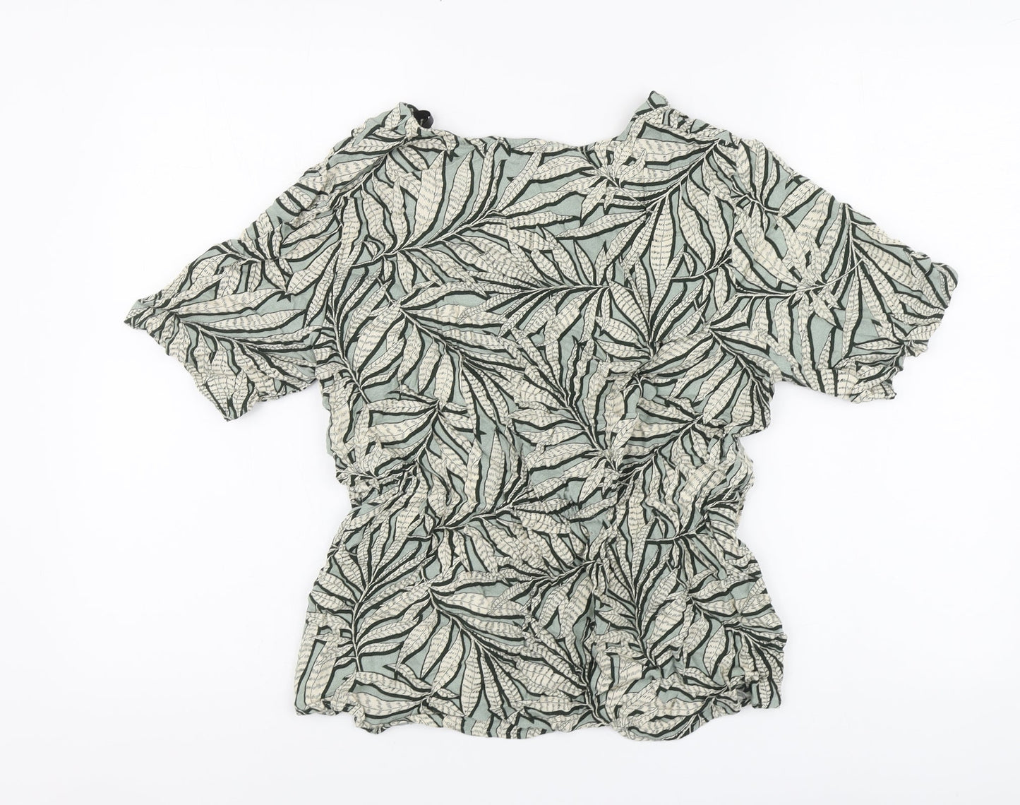 Primark Womens Green Floral Viscose Basic Blouse Size 14 Round Neck