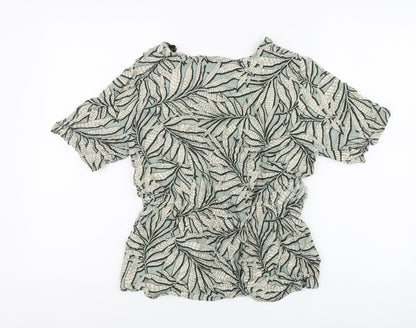 Primark Womens Green Floral Viscose Basic Blouse Size 14 Round Neck
